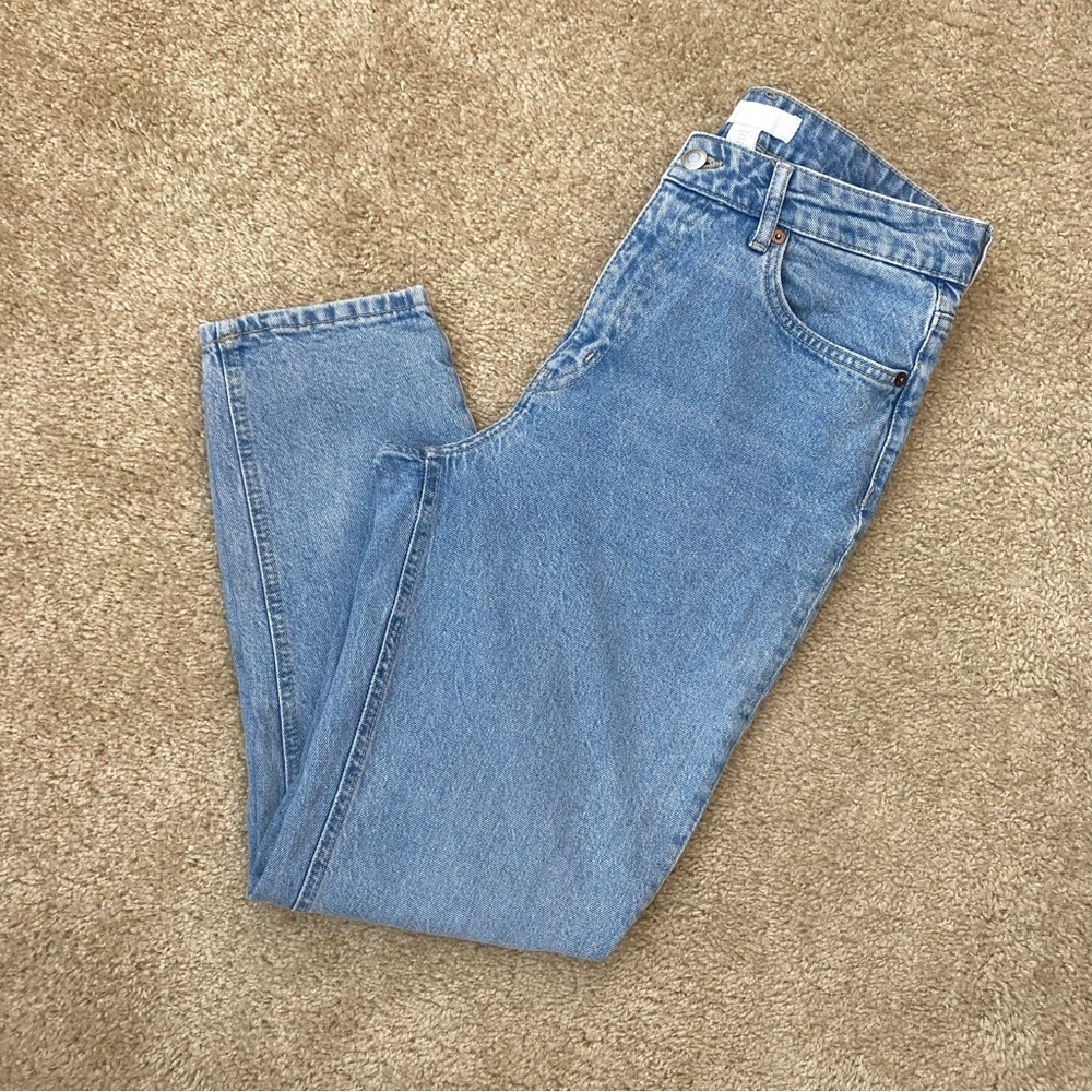 H&M, Size 8, Light Wash Blue, High Rise, Mom Jean